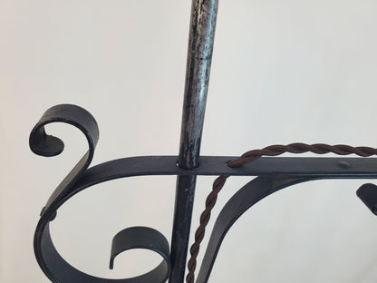 Antique Adjustable Wrought Iron Bridge Lamp - Brass Candle Holder Accent