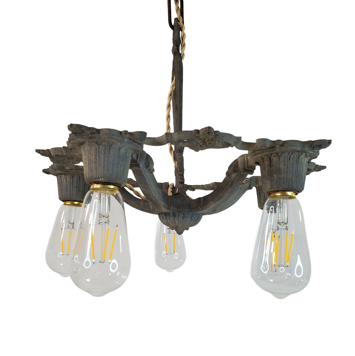 Antique Art Deco 5-Light Chandelier 1920s by Riddle