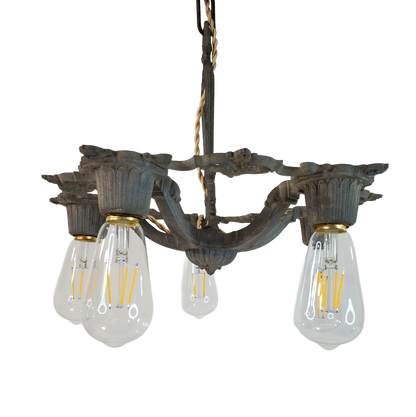 Antique Art Deco 5-Light Chandelier 1920s by Riddle