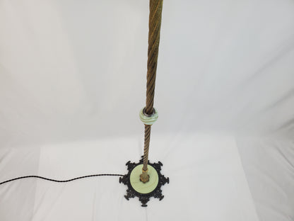 Antique Art Deco Uranium Slag Glass Bridge Arm Floor Lamp - 1920s