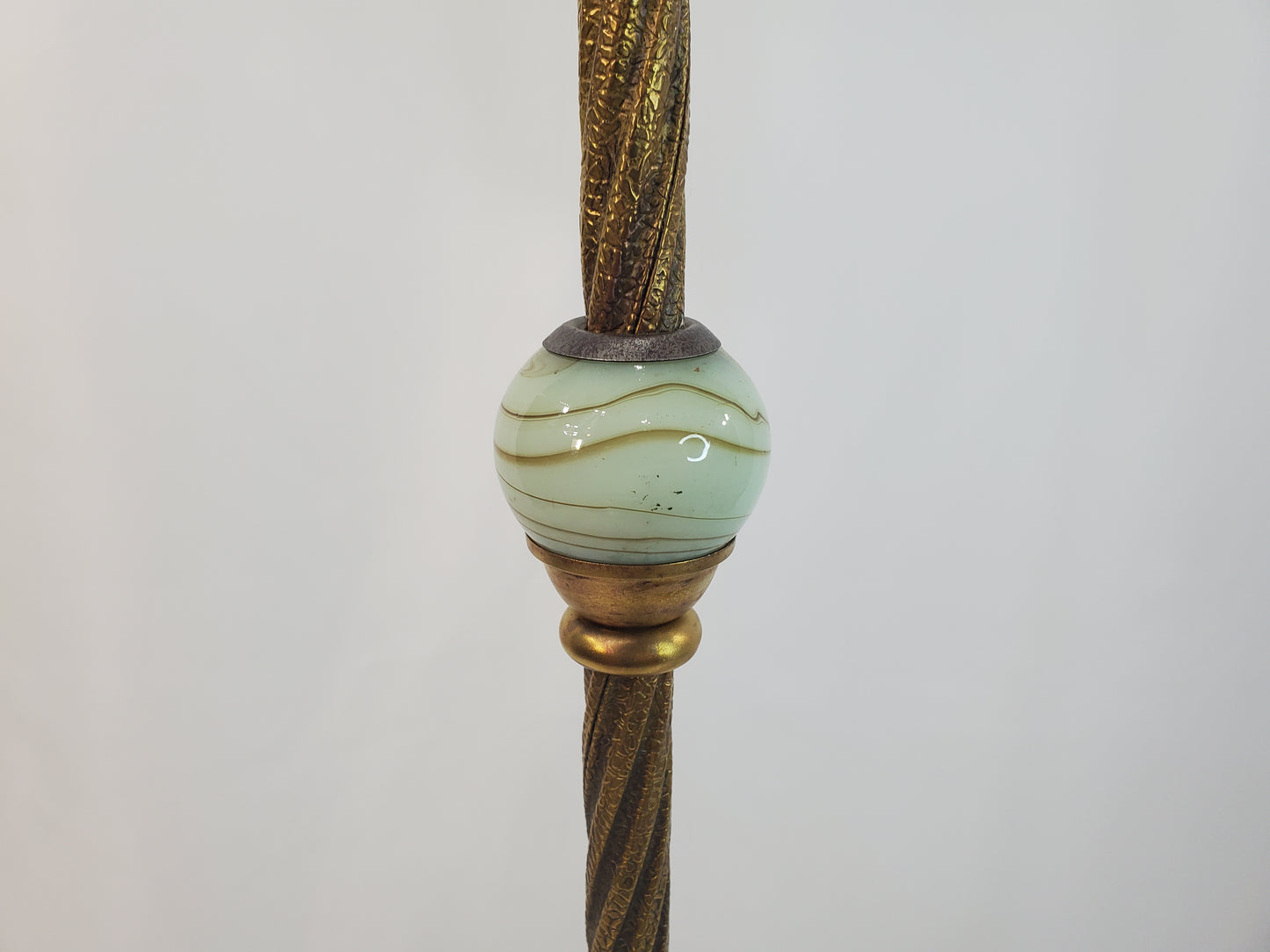 Antique Art Deco Uranium Slag Glass Bridge Arm Floor Lamp - 1920s