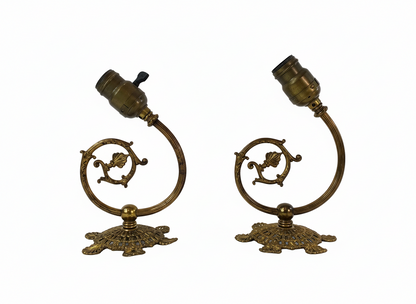 Antique Art Nouveau Brass Electric Wall Sconces