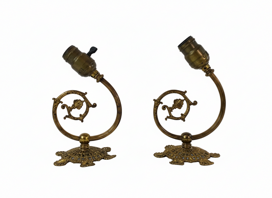 Antique Art Nouveau Brass Electric Wall Sconces