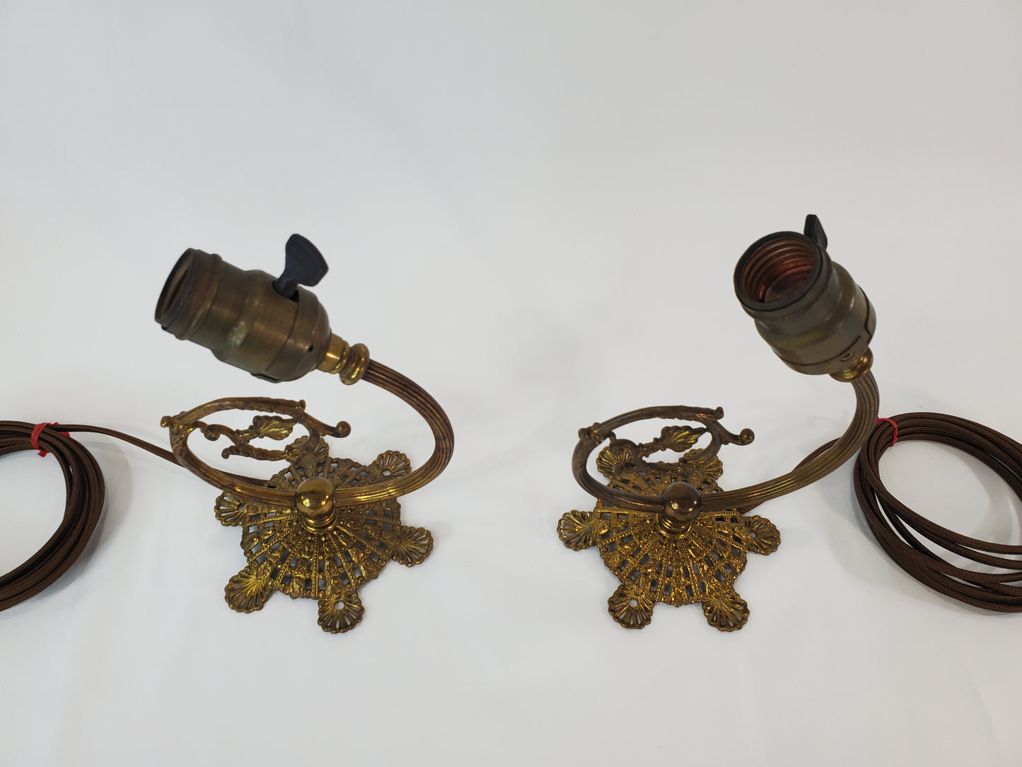 Antique Art Nouveau Brass Electric Wall Sconces