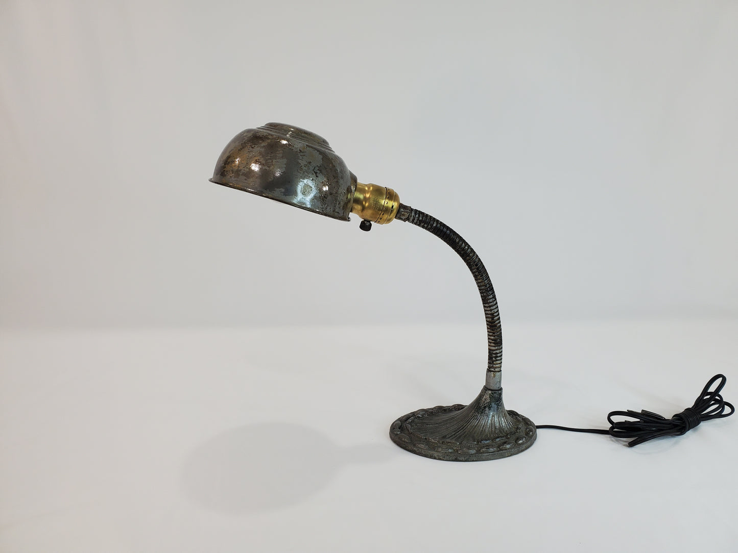 Antique Cast Iron Adjustable Gooseneck Desk Lamp