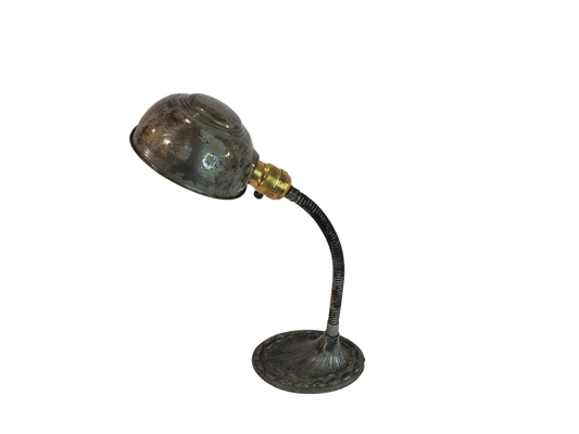 Antique Cast Iron Adjustable Gooseneck Desk Lamp