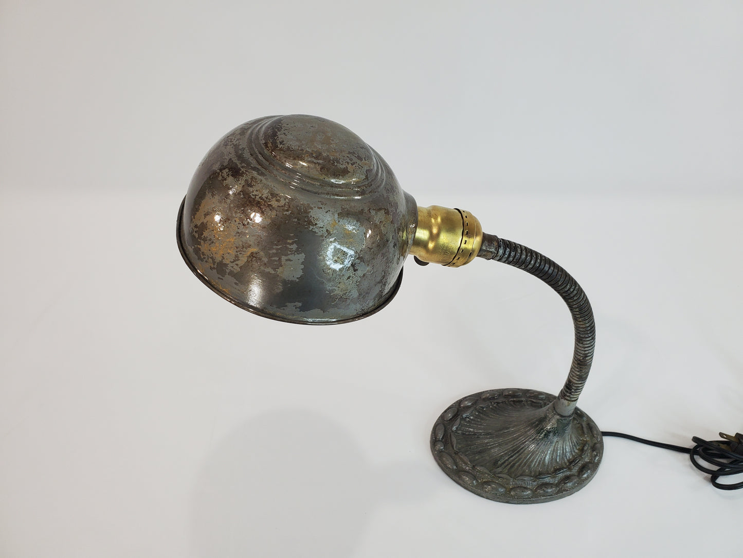 Antique Cast Iron Adjustable Gooseneck Desk Lamp