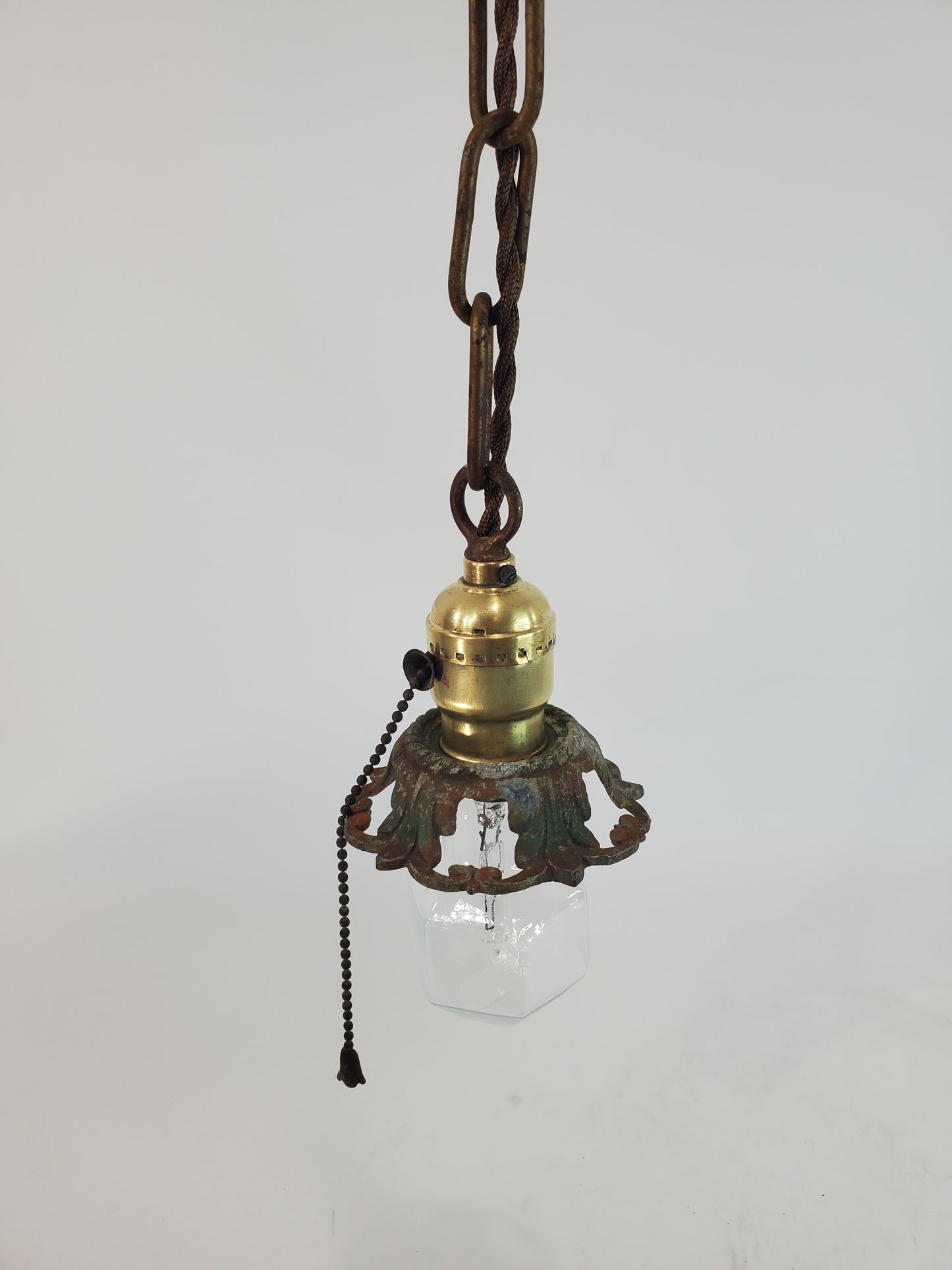 Antique Pendant Light Fixture With Bobeche 1920s