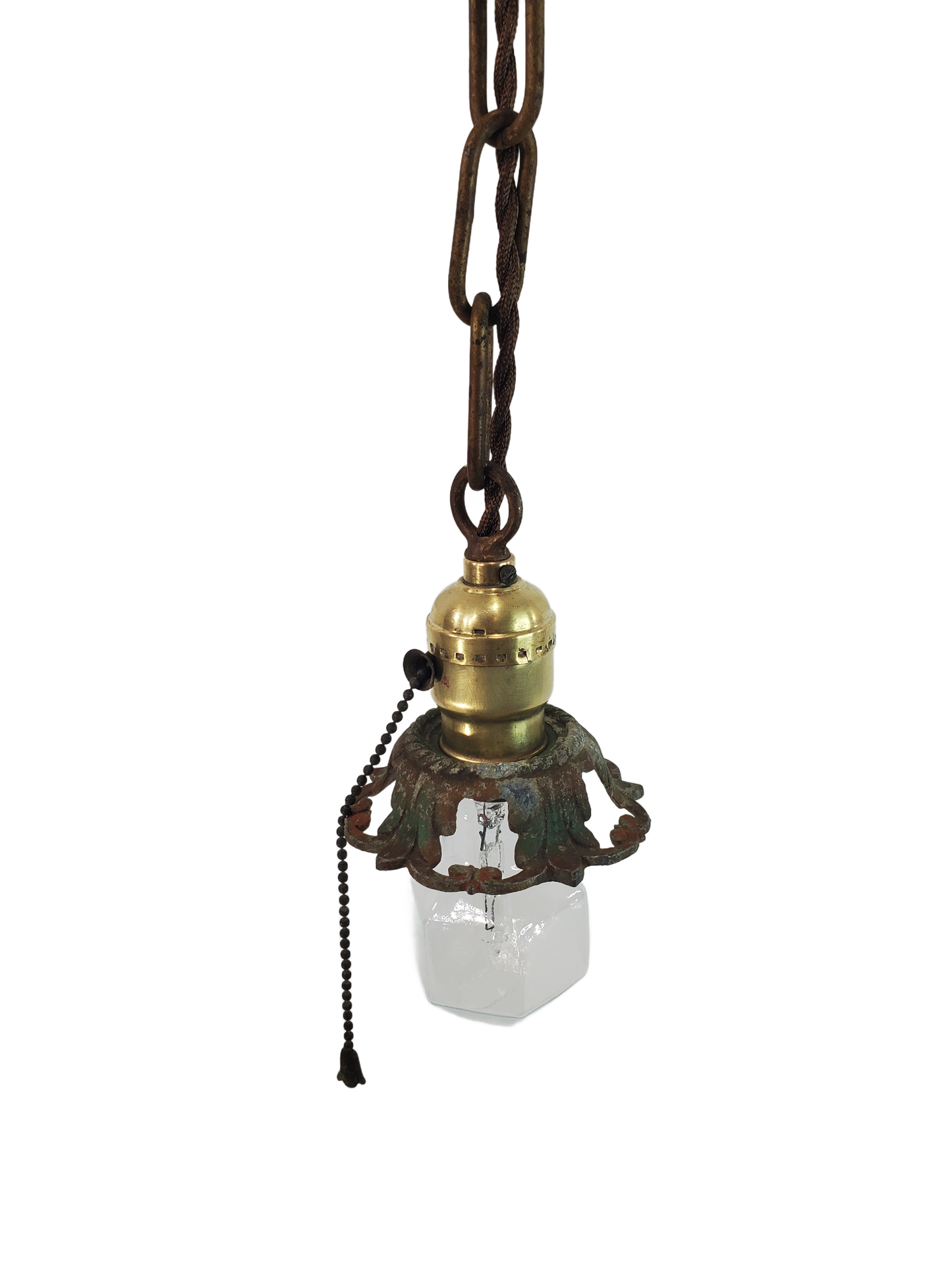 Antique Pendant Light Fixture With Bobeche 1920s