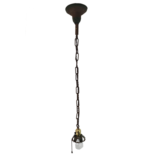 Antique Pendant Light Fixture With Bobeche 1920s