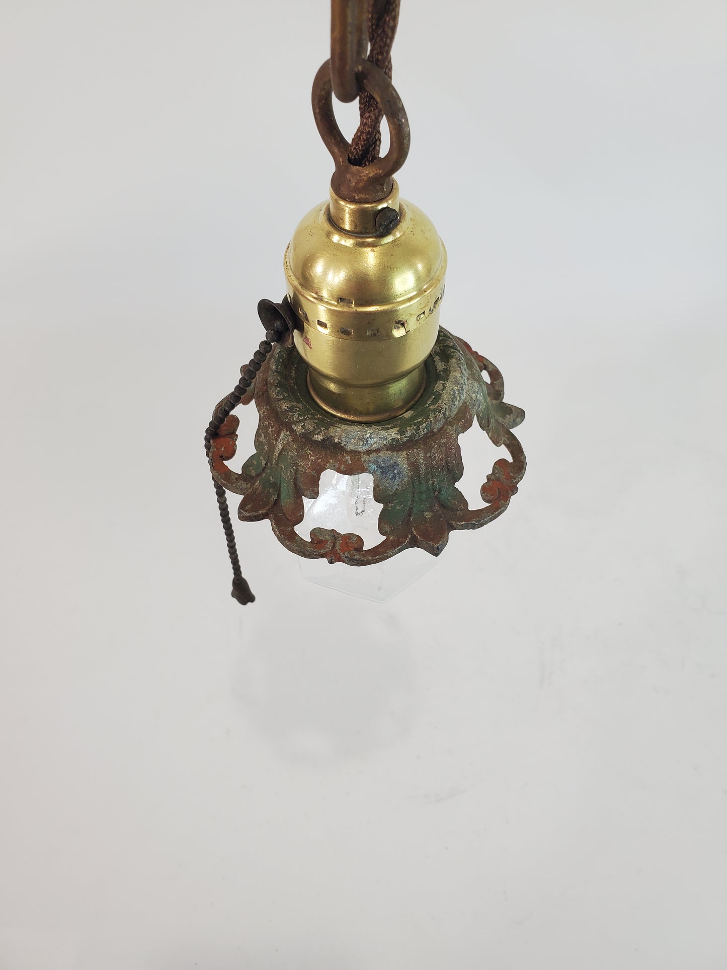 Antique Pendant Light Fixture With Bobeche 1920s