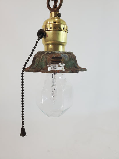 Antique Pendant Light Fixture With Bobeche 1920s