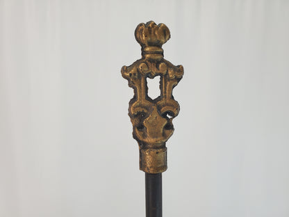 Antique Wrought Iron Bridge Arm Floor Lamp - Brass Oil Well Accent