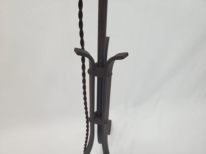 Antique Wrought Iron Bridge Arm Floor Lamp - Brass Oil Well Accent