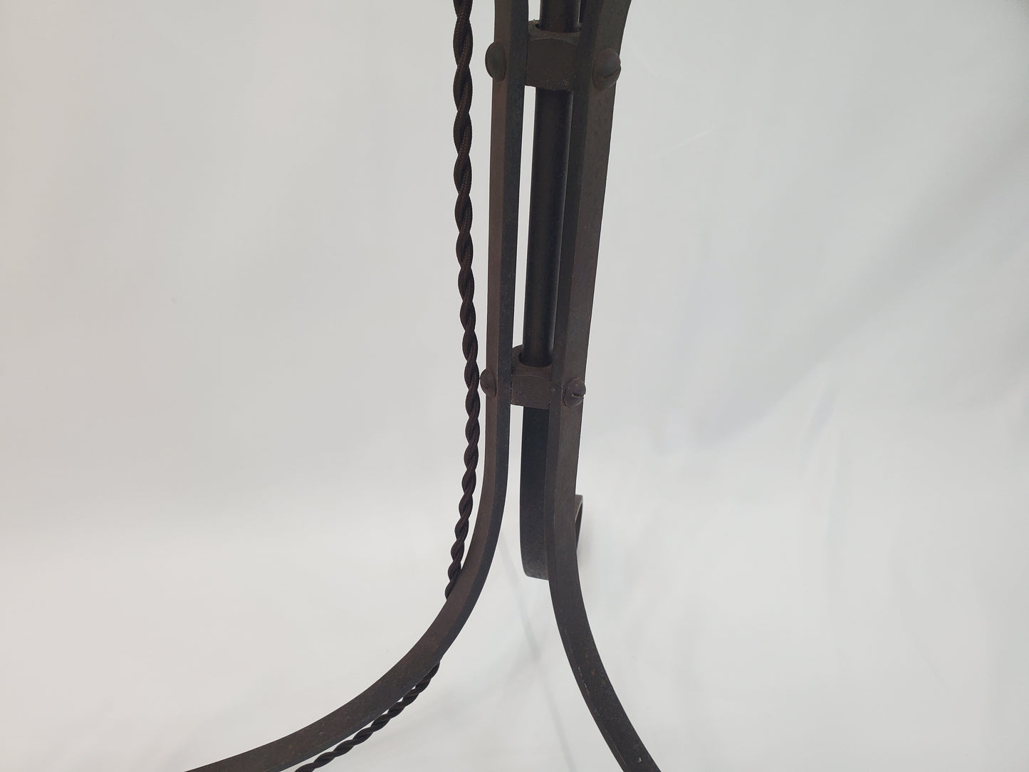Antique Wrought Iron Bridge Arm Floor Lamp - Brass Oil Well Accent