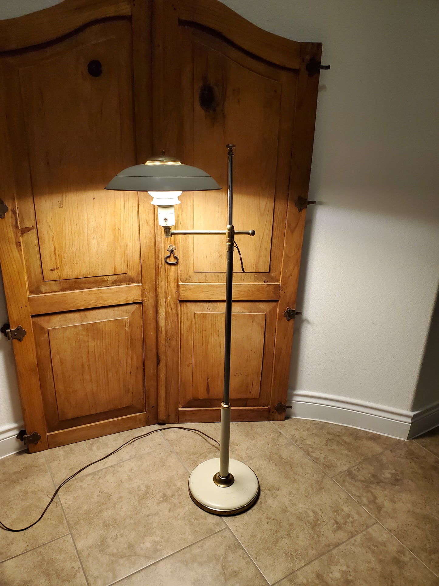 Art Deco Gerald Thurston Swing Arm Flying Saucer Floor Lamp 1950s