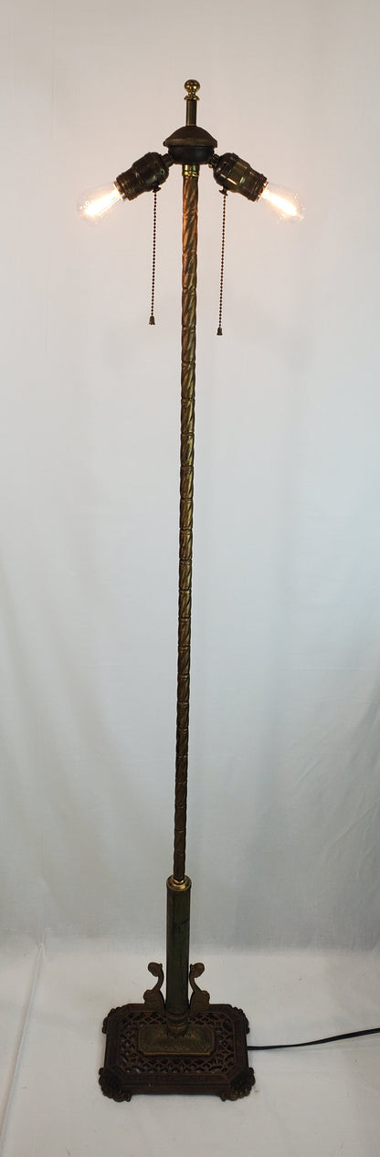 Art Deco Vintage Dual Socket Square Base Floor Lamp