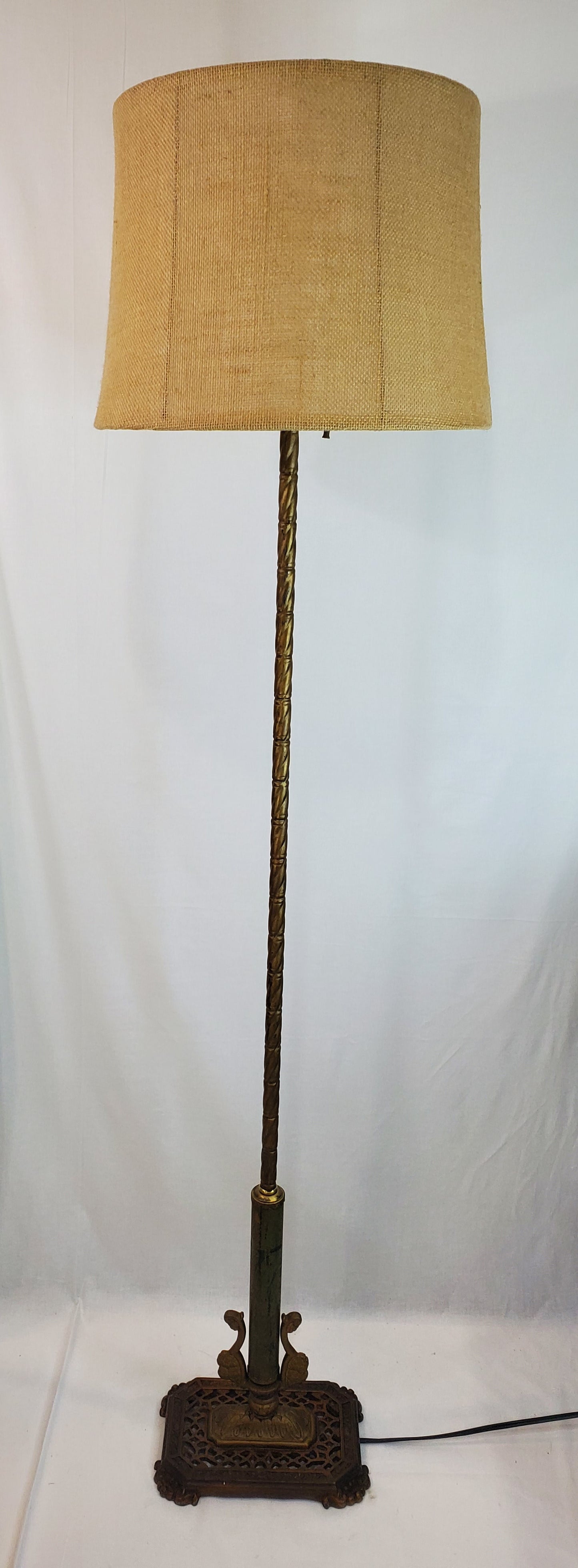 Art Deco Vintage Dual Socket Square Base Floor Lamp