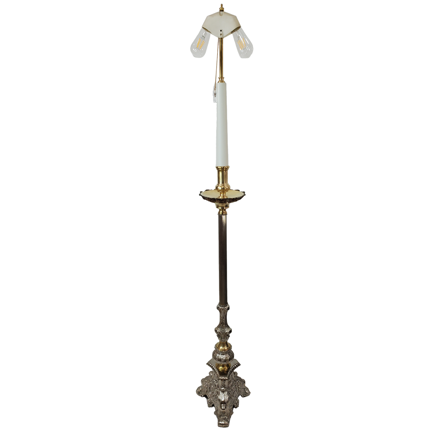 French Baroque Gilt Bronze & Brass Floor Lamp