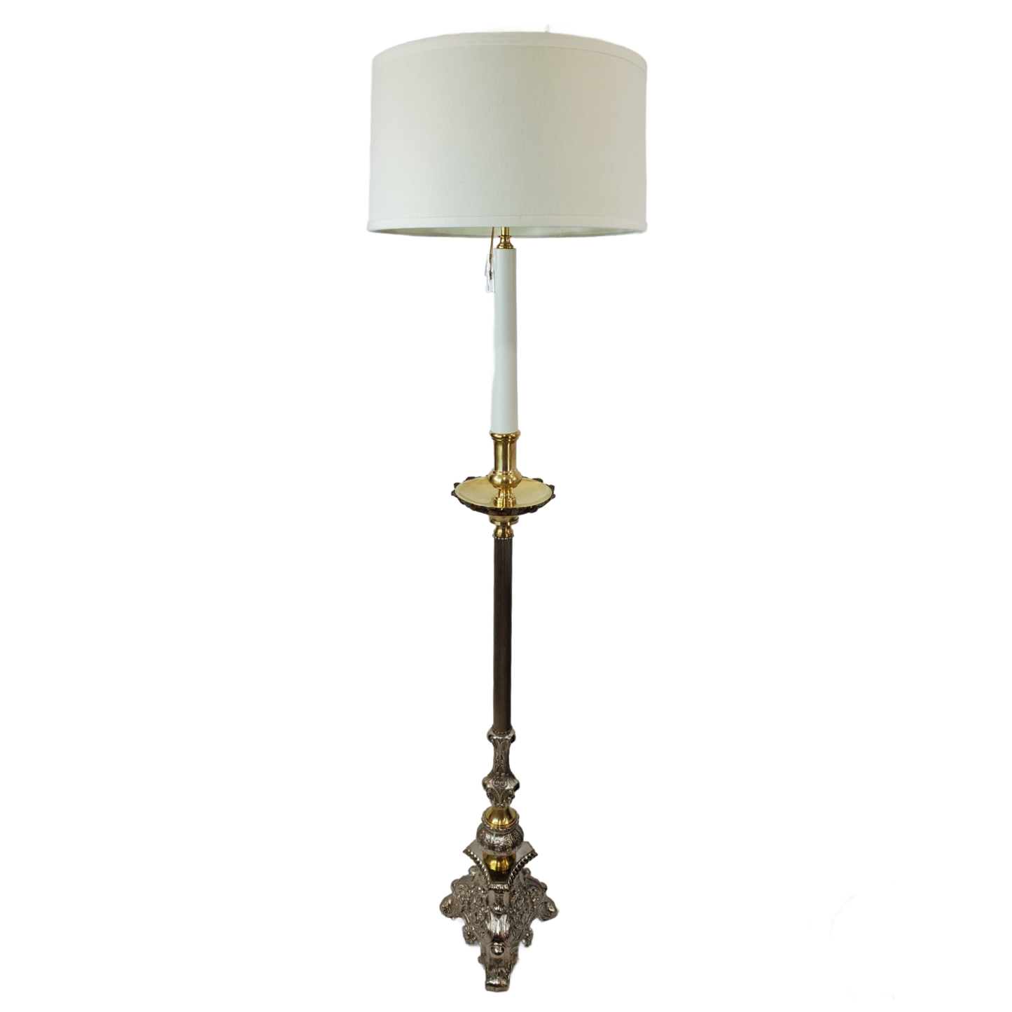 French Baroque Gilt Bronze & Brass Floor Lamp