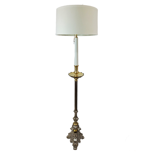 French Baroque Gilt Bronze & Brass Floor Lamp