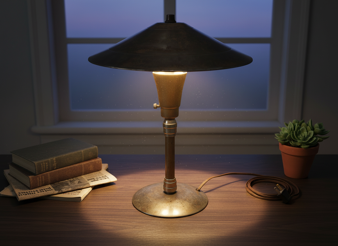 Iconic 1930s Art Deco Flying Saucer Desk Lamp