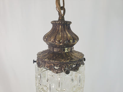 Mid-Century Modern Tri-Lite Textured Glass Pendant Light Pair-2