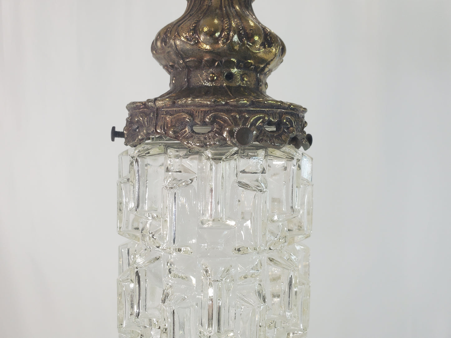 Mid-Century Modern Tri-Lite Textured Glass Pendant Light Pair-2