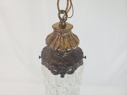 Mid-Century Modern Tri-Lite Textured Glass Pendant Light Pair-2