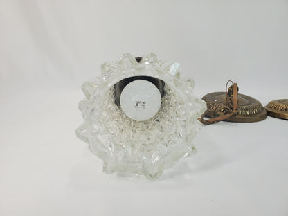 Mid-Century Modern Tri-Lite Textured Glass Pendant Light Pair-2