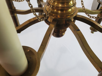 Mid Century Chapman Brass 8-Light Candlestick Chandelier