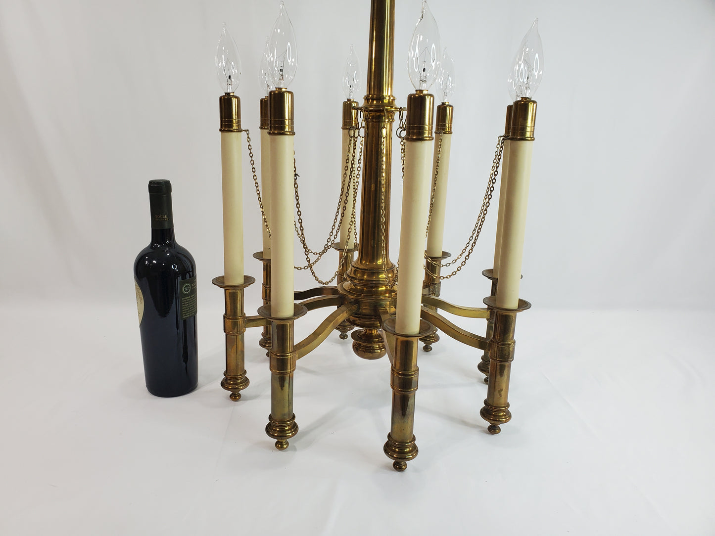 Mid Century Chapman Brass 8-Light Candlestick Chandelier