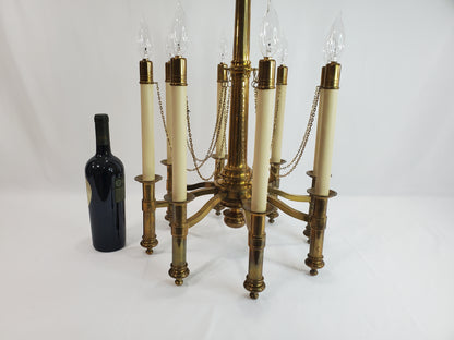Mid Century Chapman Brass 8-Light Candlestick Chandelier