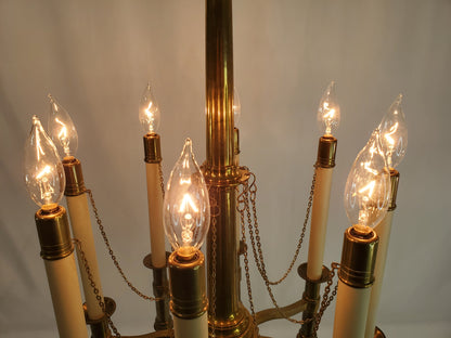 Mid Century Chapman Brass 8-Light Candlestick Chandelier