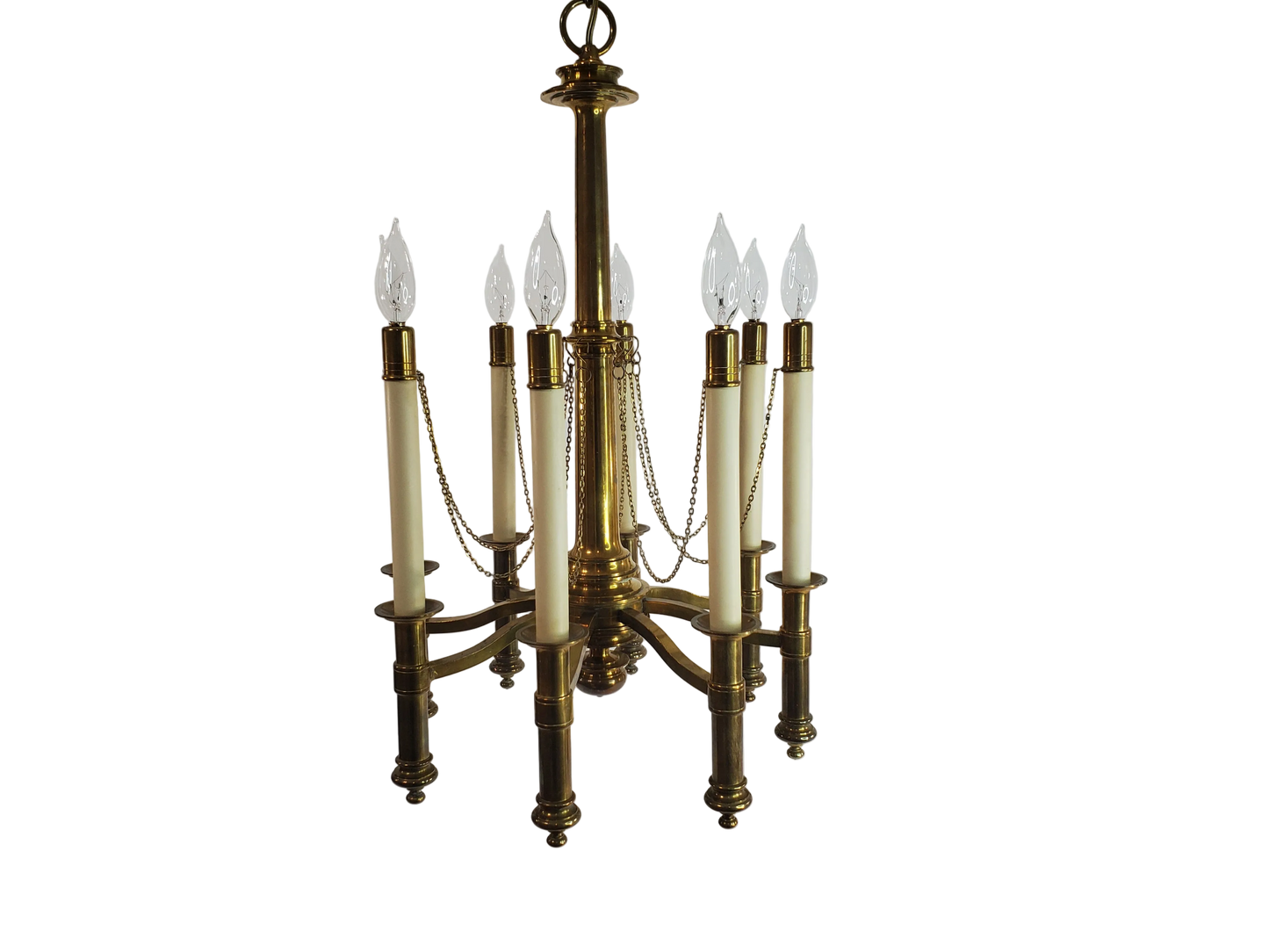Mid Century Chapman Brass 8-Light Candlestick Chandelier