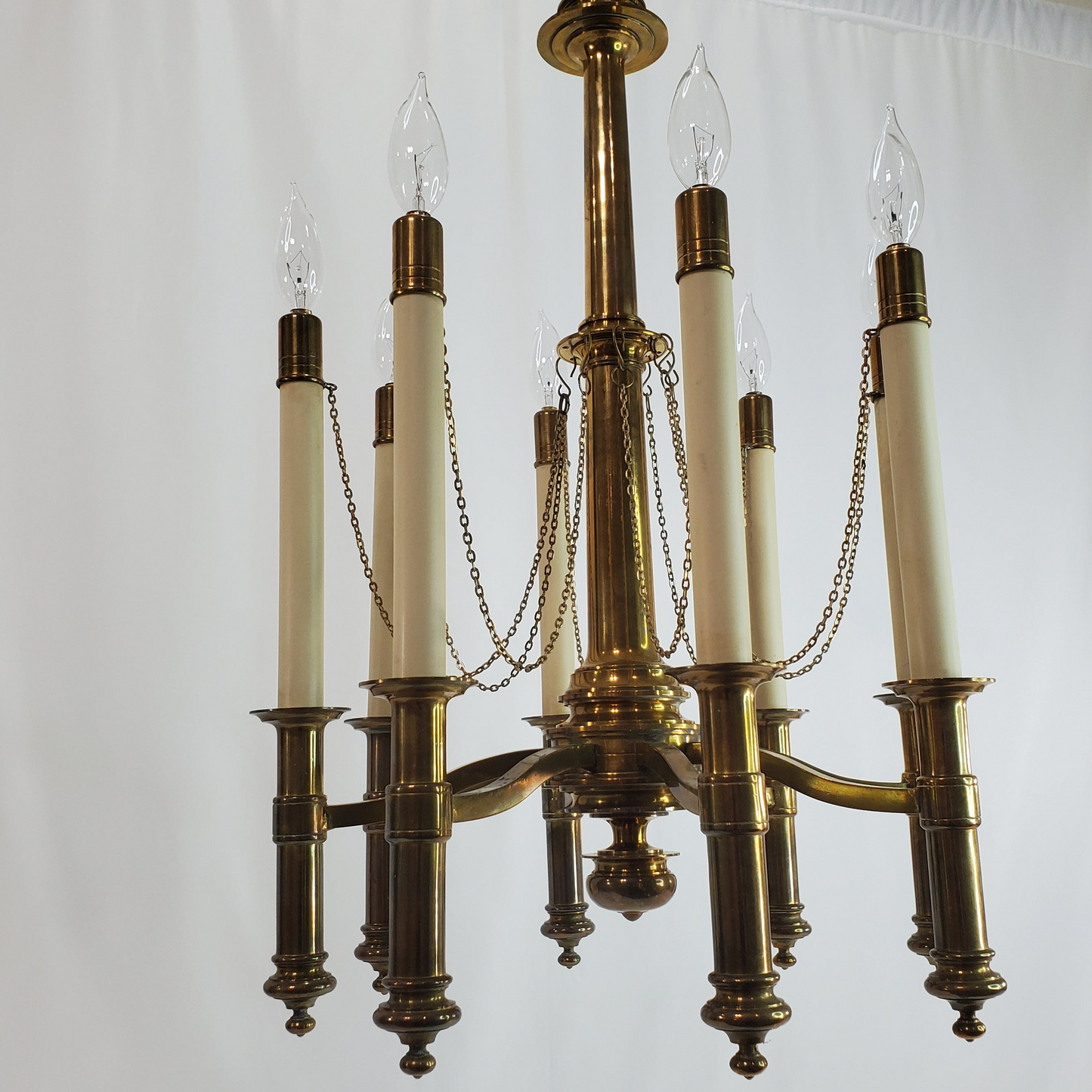 Mid Century Chapman Brass 8-Light Candlestick Chandelier