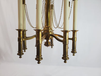 Mid Century Chapman Brass 8-Light Candlestick Chandelier