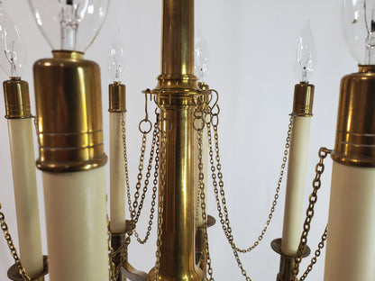 Mid Century Chapman Brass 8-Light Candlestick Chandelier