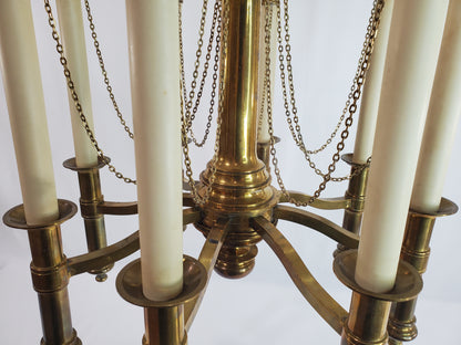 Mid Century Chapman Brass 8-Light Candlestick Chandelier