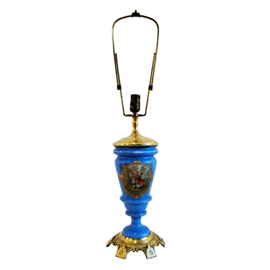 Ornate Porcelain and Brass Table Lamp