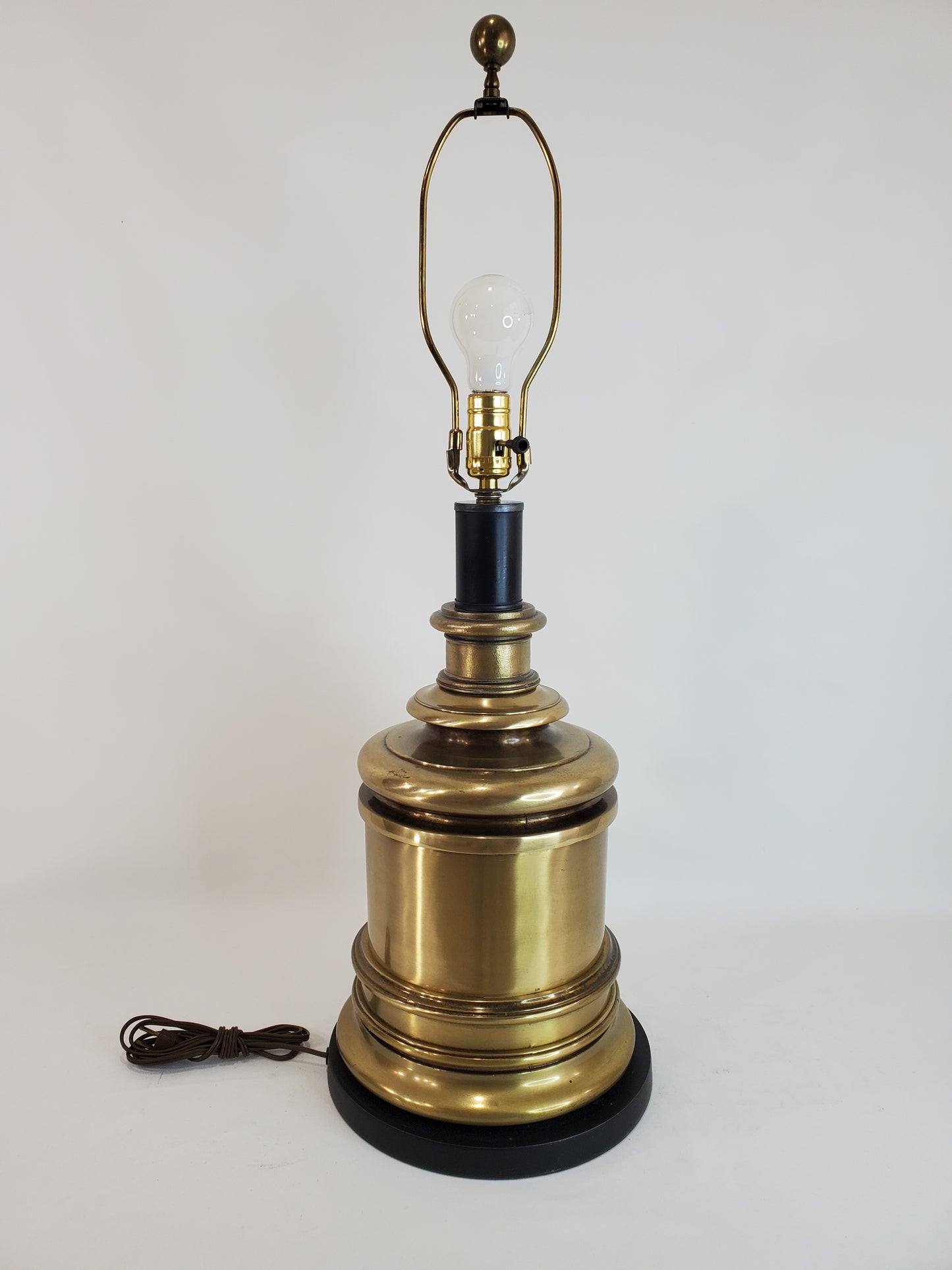 Oversized Vintage Cast Brass Cylinder Tea Canister Table Lamp