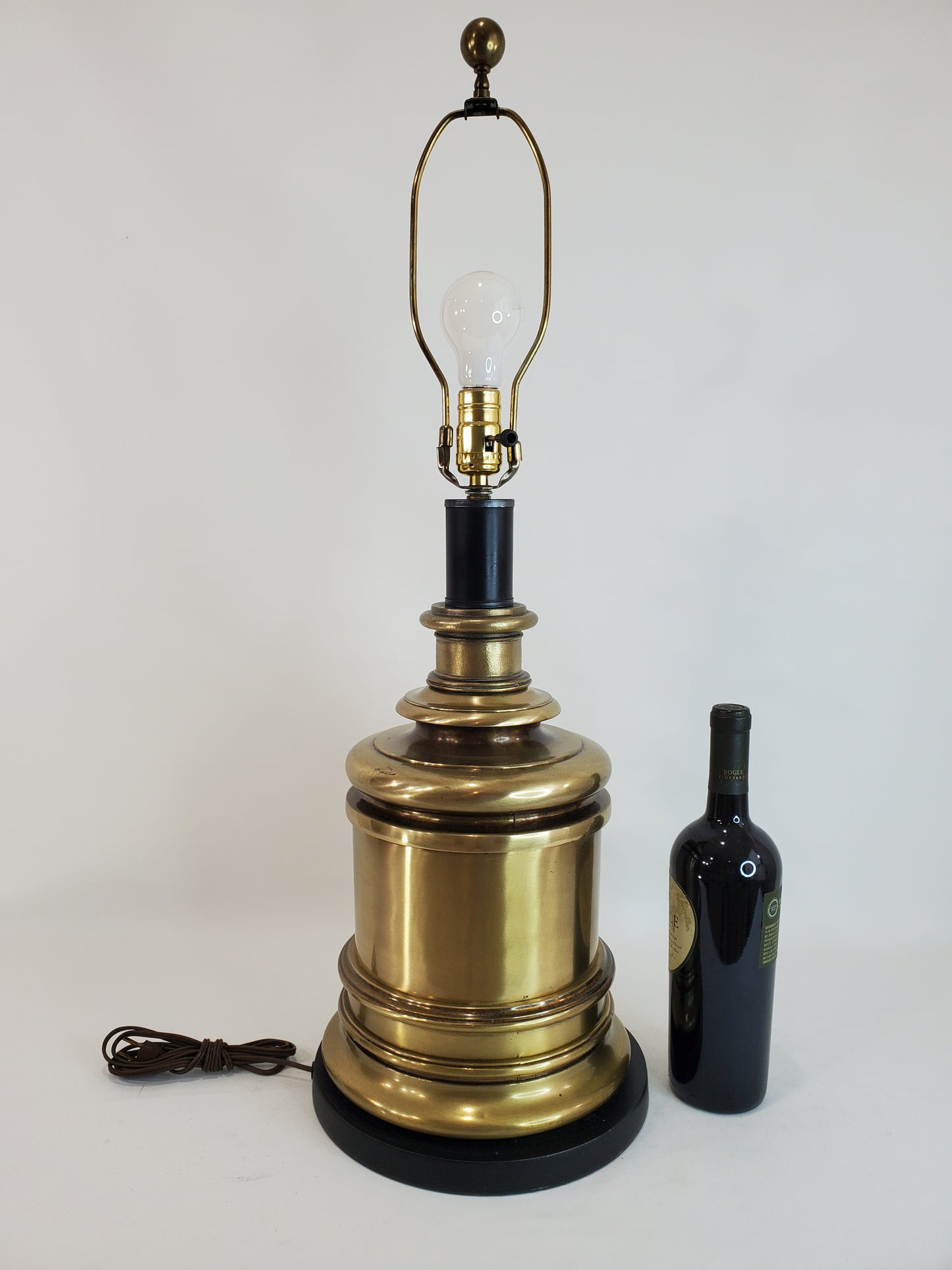 Oversized Vintage Cast Brass Cylinder Tea Canister Table Lamp