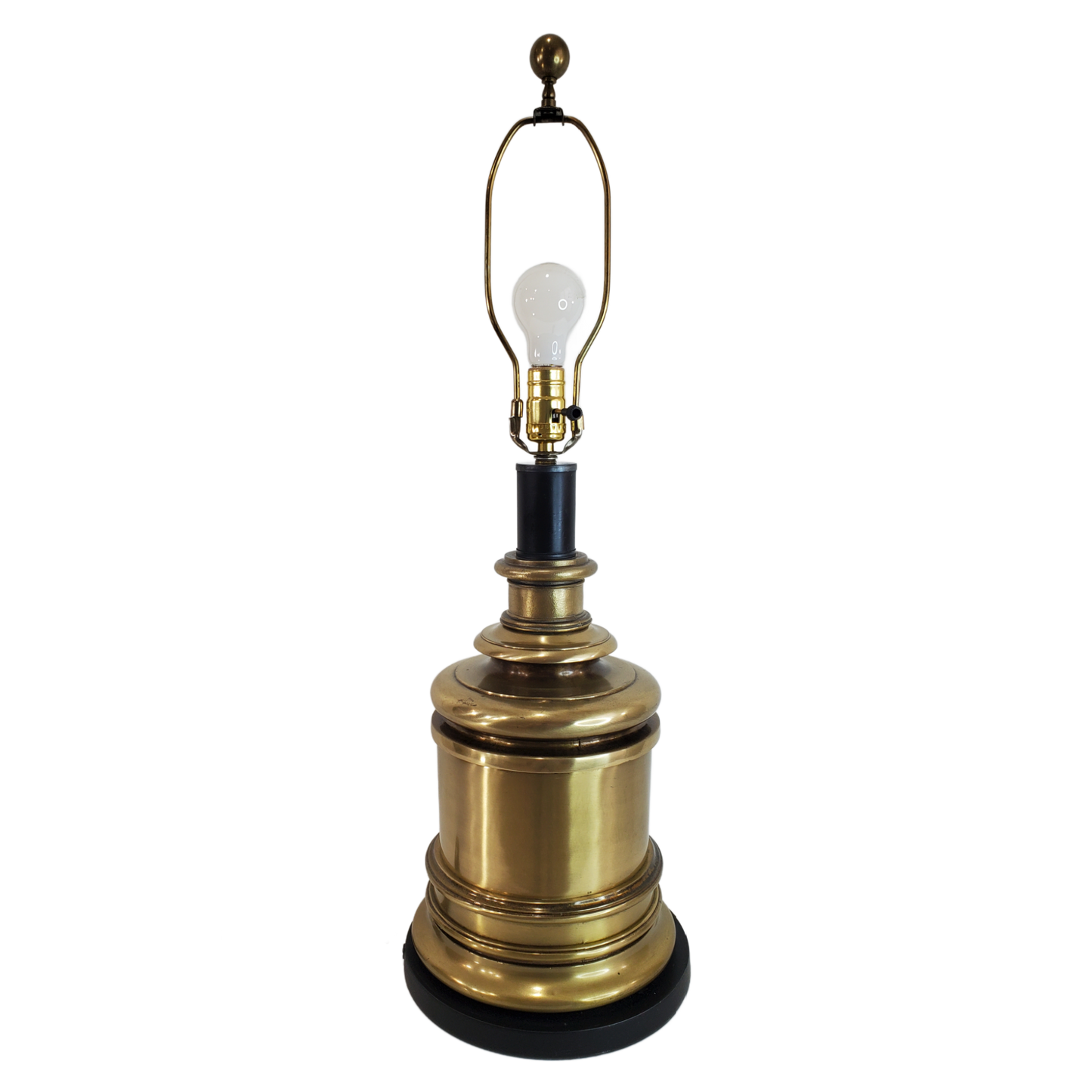 Oversized Vintage Cast Brass Cylinder Tea Canister Table Lamp