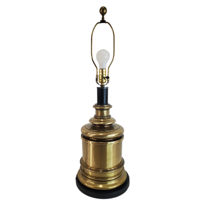 Oversized Vintage Cast Brass Cylinder Tea Canister Table Lamp