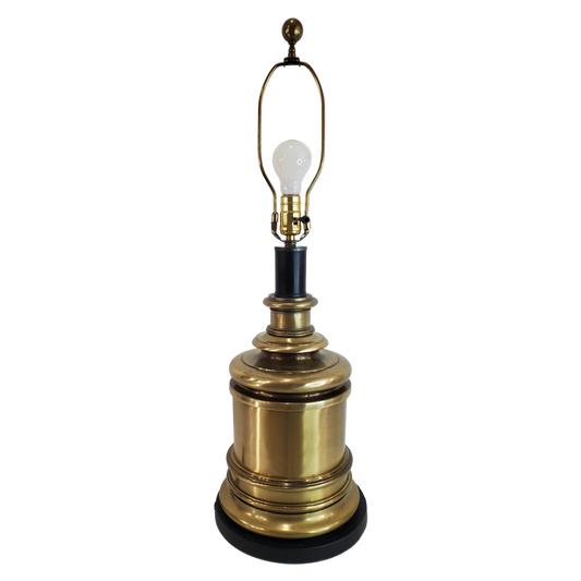 Oversized Vintage Cast Brass Cylinder Tea Canister Table Lamp