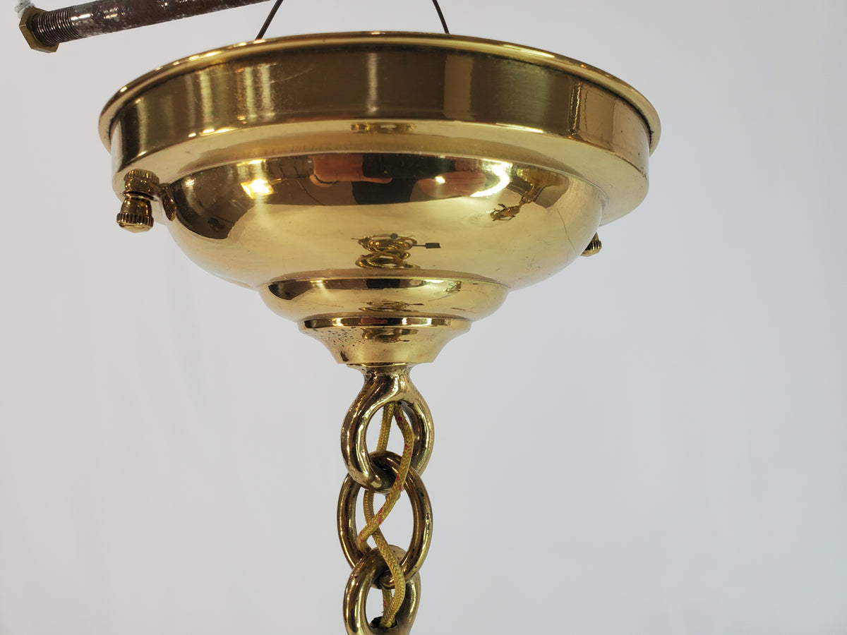 Pair Antique Brass Pendant Light Fixtures antique - glass shades