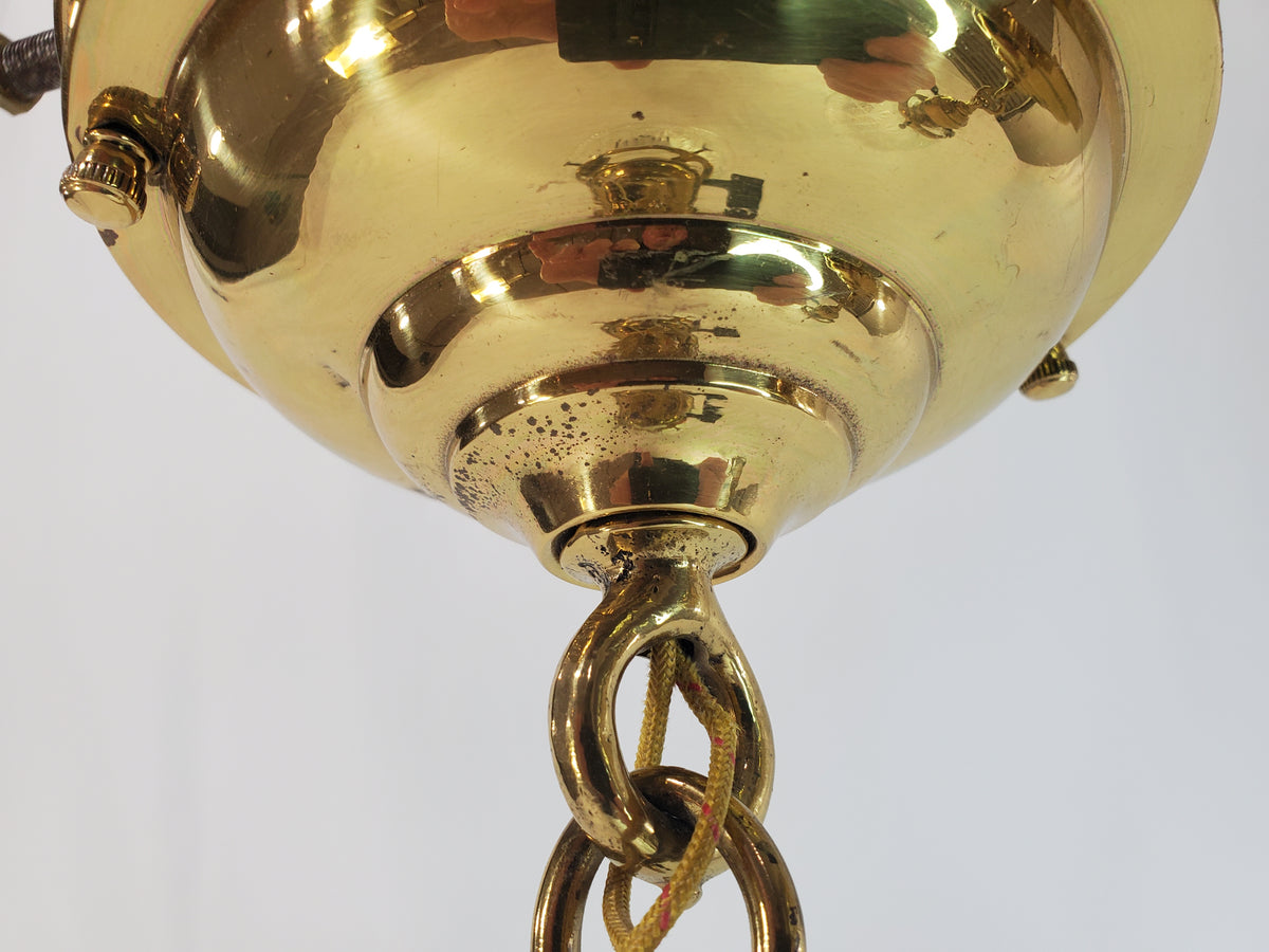 Pair Antique Brass Pendant Light Fixtures antique - glass shades
