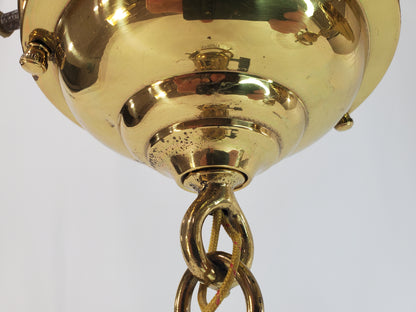 Pair Antique Brass Pendant Light Fixtures antique - glass shades