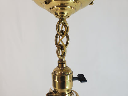 Pair Antique Brass Pendant Light Fixtures antique - glass shades