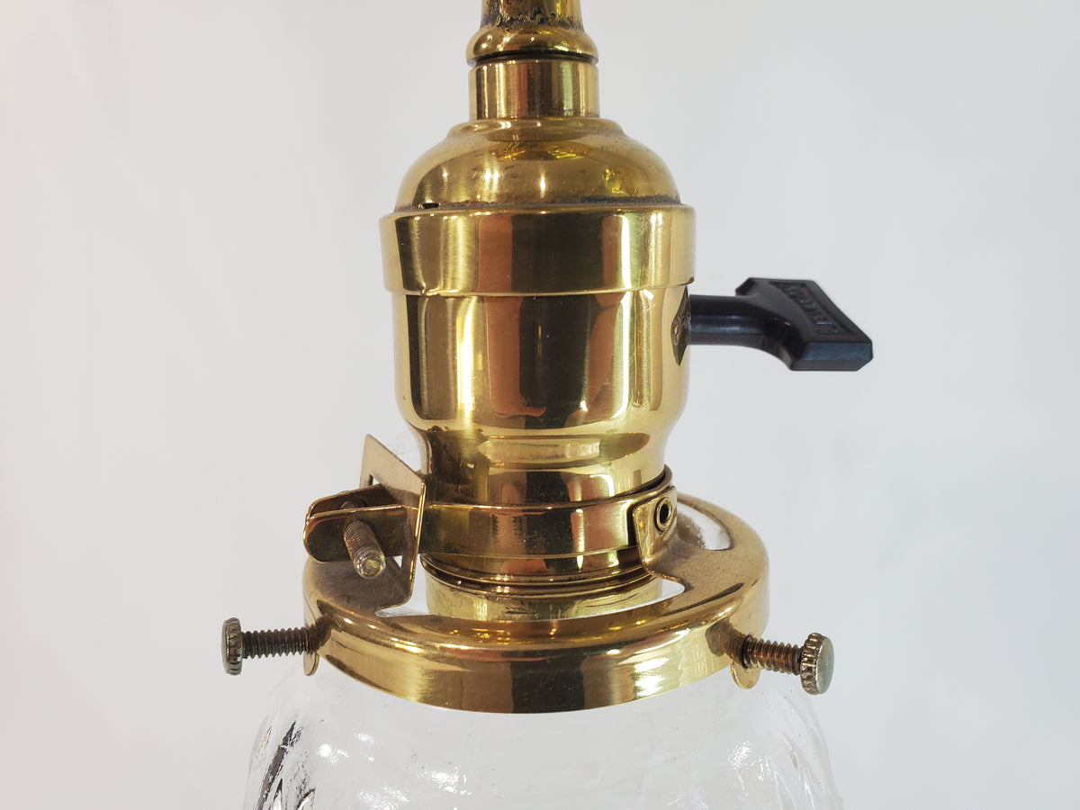 Pair Antique Brass Pendant Light Fixtures antique - glass shades